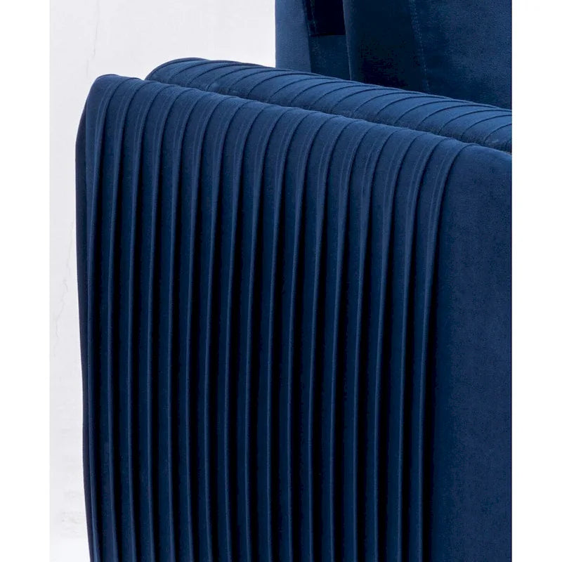 Blue Velvet Accent Chair with Polished Chrome Trim and Pocket Coil Seating