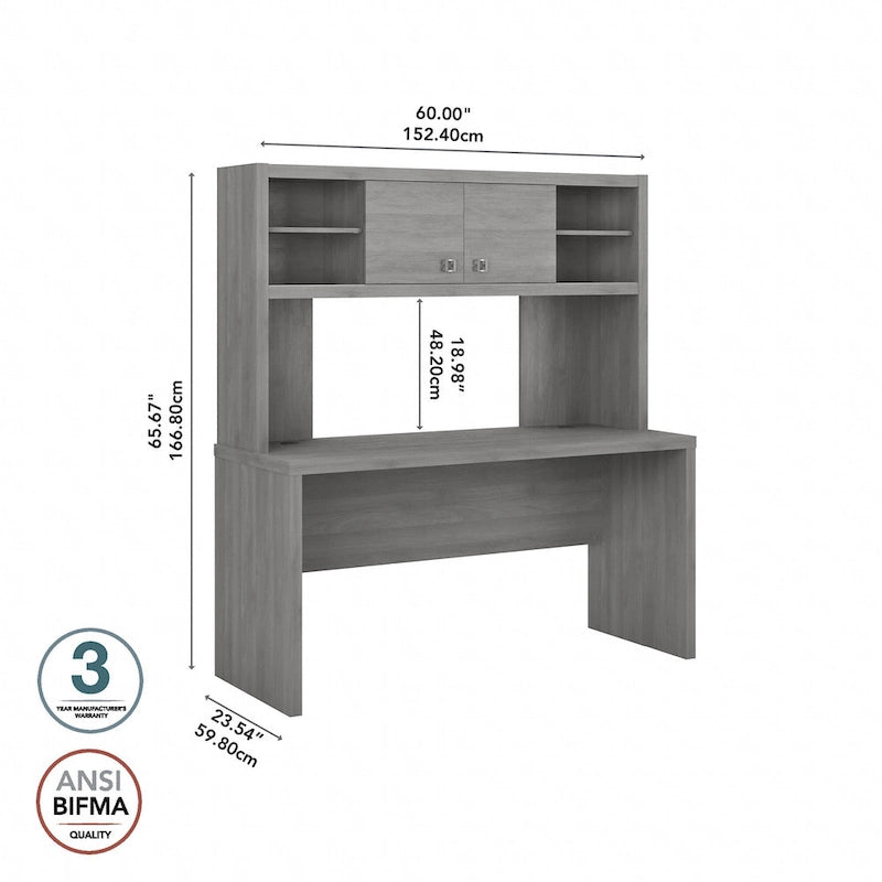 60" Credenza Desk with Hutch