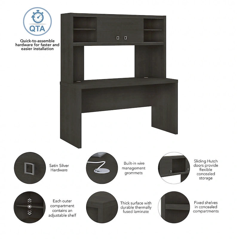 60" Credenza Desk with Hutch