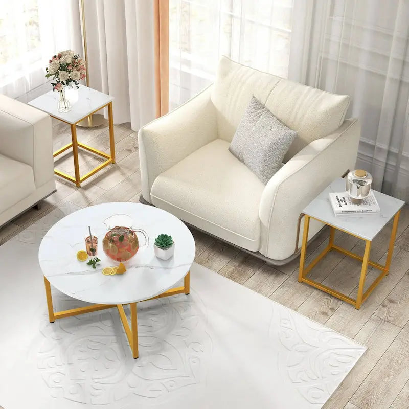 3-Piece Coffee Table Set with Round and Square End Tables