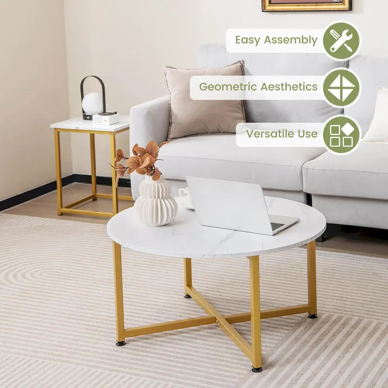 3-Piece Coffee Table Set with Round and Square End Tables