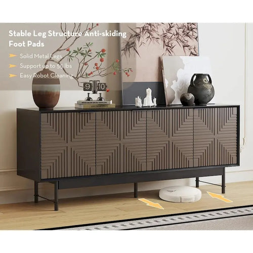 64" TV-Ständer und Entertainment-Center im Mid-Century-Stil mit Türen