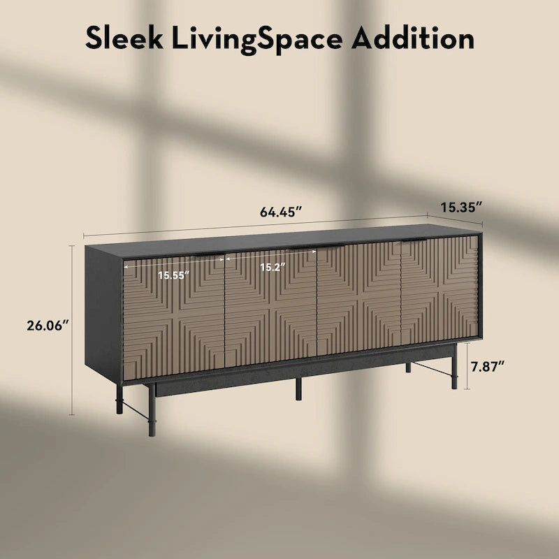 64" Mid-Century TV Stand Entertainment Center with Doors