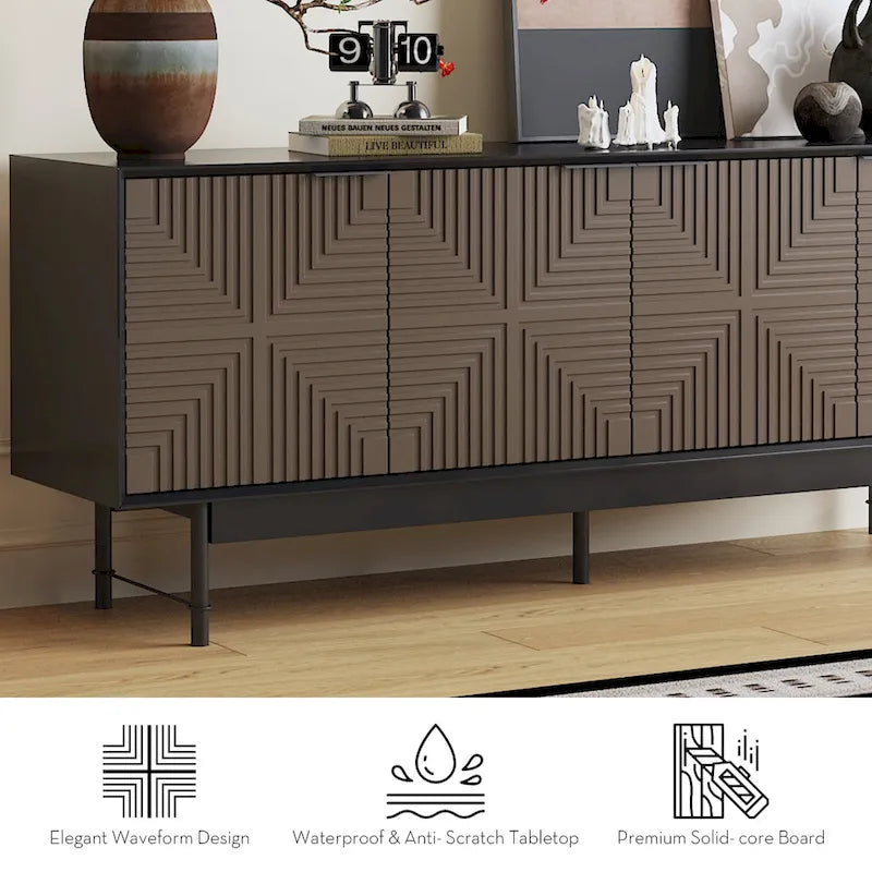 64" Mid-Century TV Stand Entertainment Center with Doors