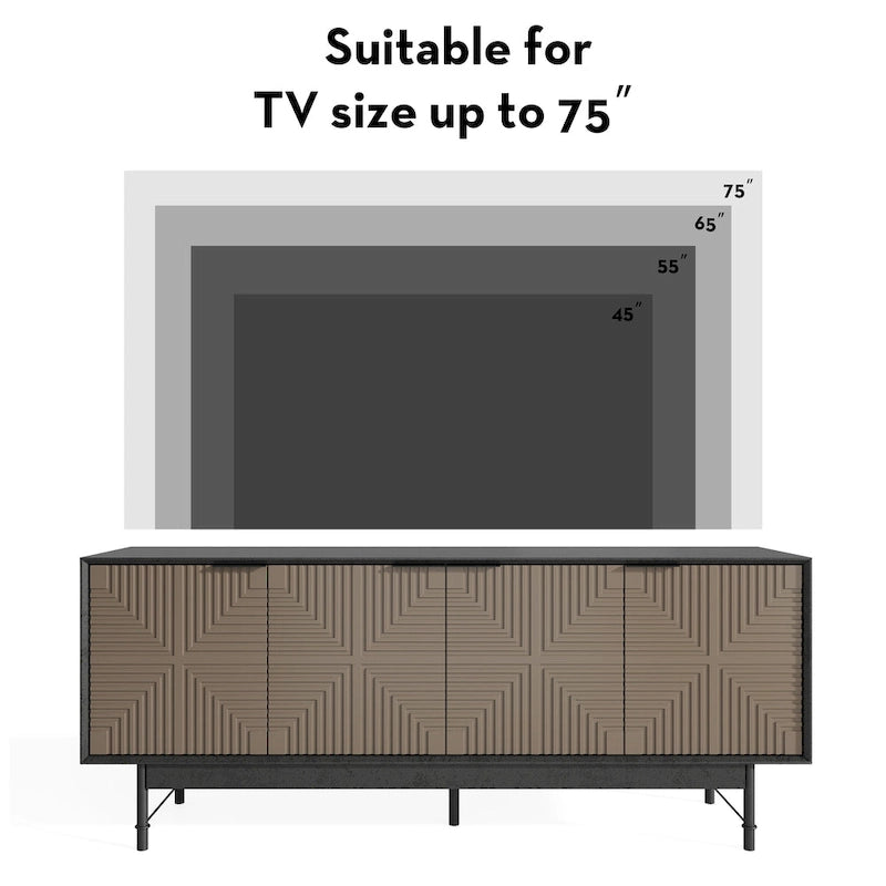 64" Mid-Century TV Stand Entertainment Center with Doors