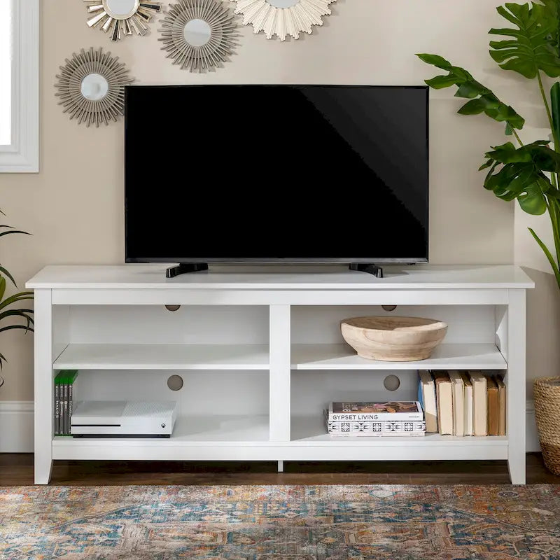 58-inch Modern TV Stand with 2 Adjustable Shelves, Fits TVs up to 65 Inches
