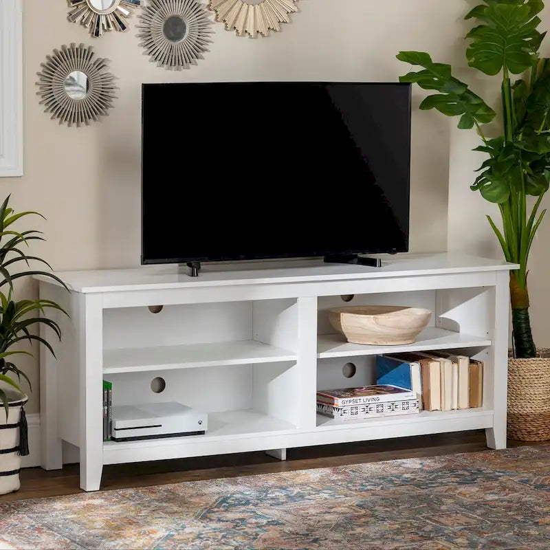 58-inch Modern TV Stand with 2 Adjustable Shelves, Fits TVs up to 65 Inches