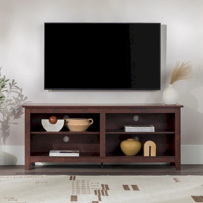 58-inch Modern TV Stand with 2 Adjustable Shelves, Fits TVs up to 65 Inches