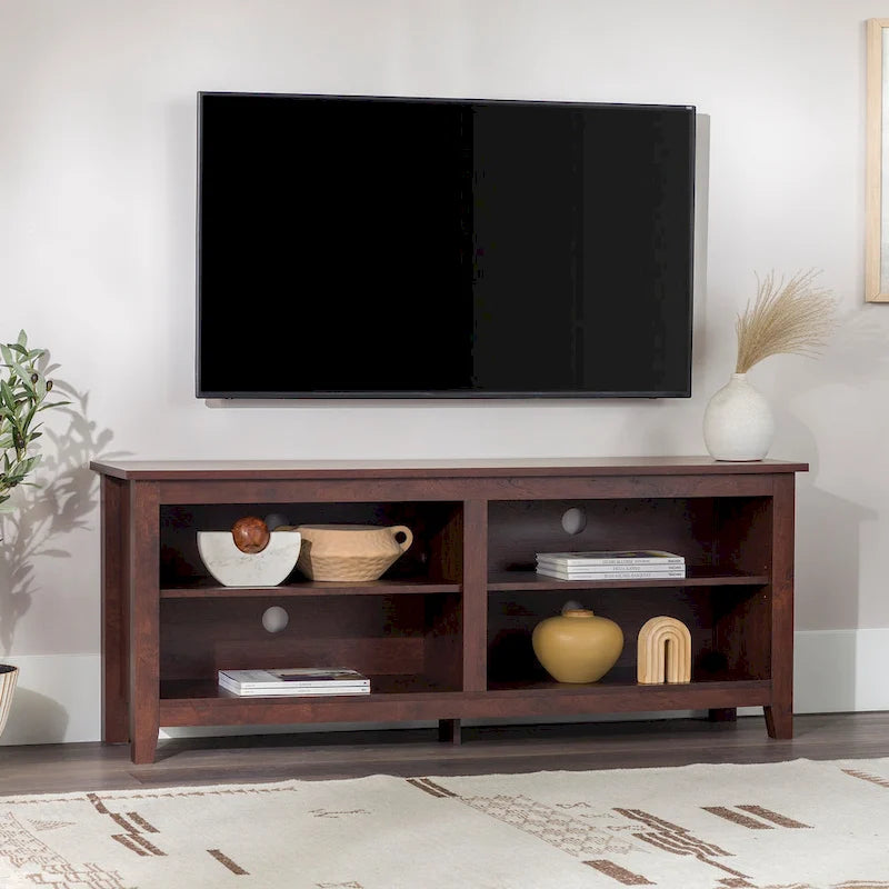 58-inch Modern TV Stand with 2 Adjustable Shelves, Fits TVs up to 65 Inches