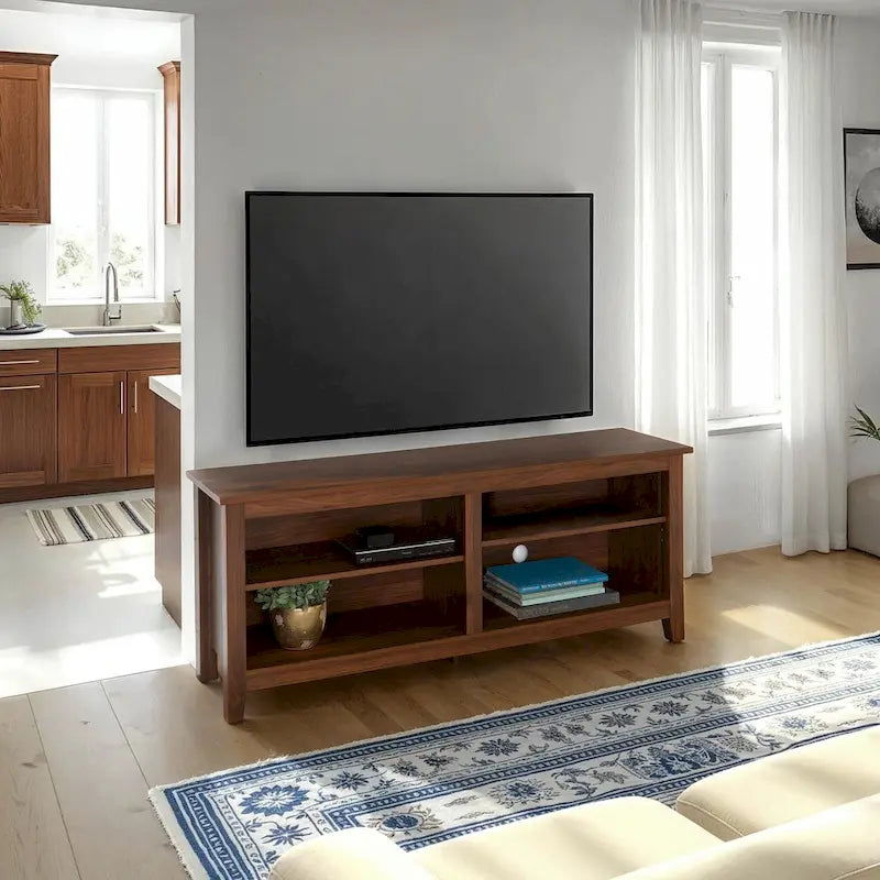 58-inch Modern TV Stand with 2 Adjustable Shelves, Fits TVs up to 65 Inches