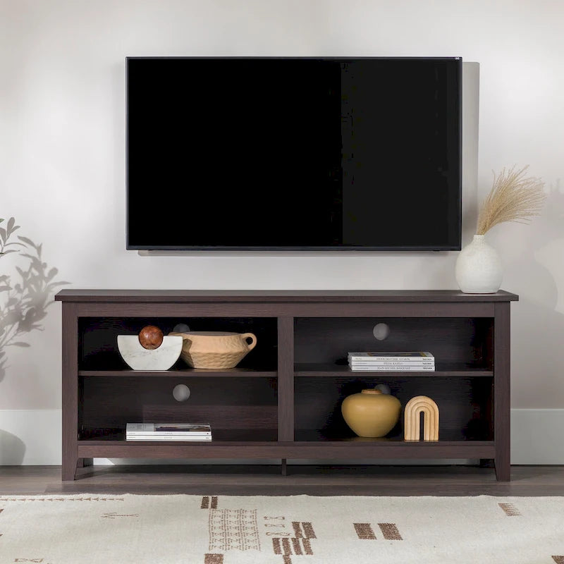 58-inch Modern TV Stand with 2 Adjustable Shelves, Fits TVs up to 65 Inches