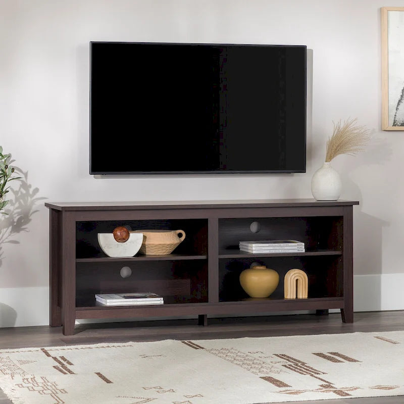 58-inch Modern TV Stand with 2 Adjustable Shelves, Fits TVs up to 65 Inches