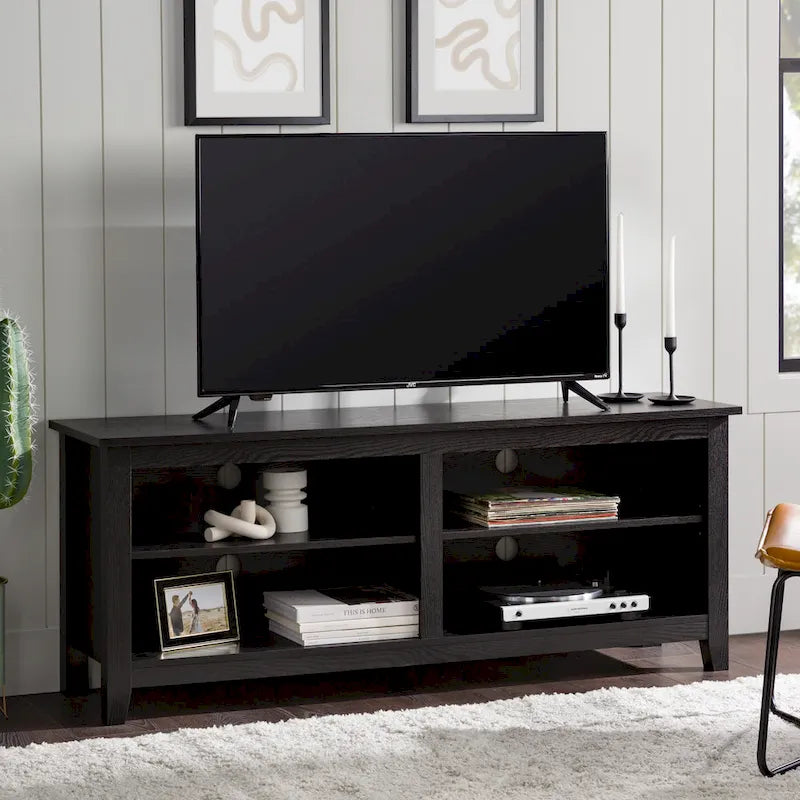 58-inch Modern TV Stand with 2 Adjustable Shelves, Fits TVs up to 65 Inches