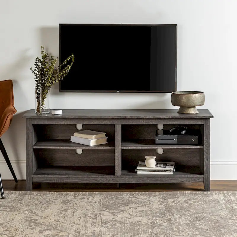 58-inch Modern TV Stand with 2 Adjustable Shelves, Fits TVs up to 65 Inches