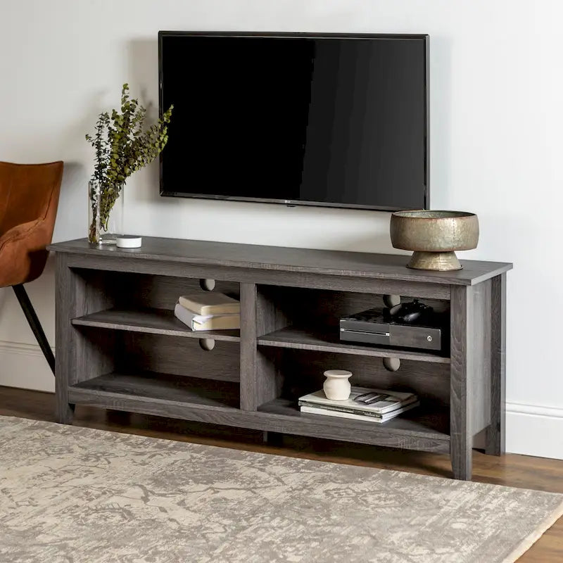 58-inch Modern TV Stand with 2 Adjustable Shelves, Fits TVs up to 65 Inches