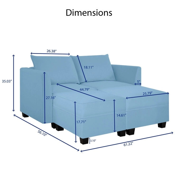 Convertible Modular Linen Sectional Sofa for Living Room, Apartment, and Office