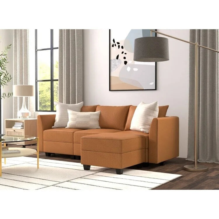 Convertible Modular Linen Sectional Sofa for Living Room, Apartment, and Office