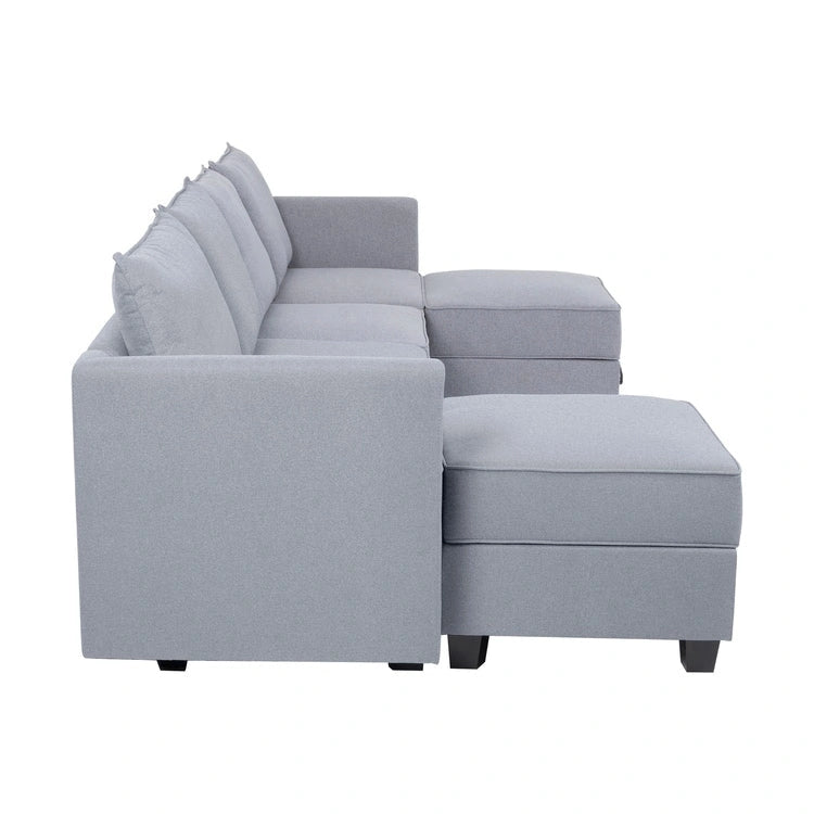 Convertible Modular Linen Sectional Sofa for Living Room, Apartment, and Office