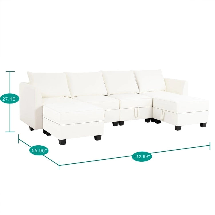 Convertible Modular Linen Sectional Sofa for Living Room, Apartment, and Office