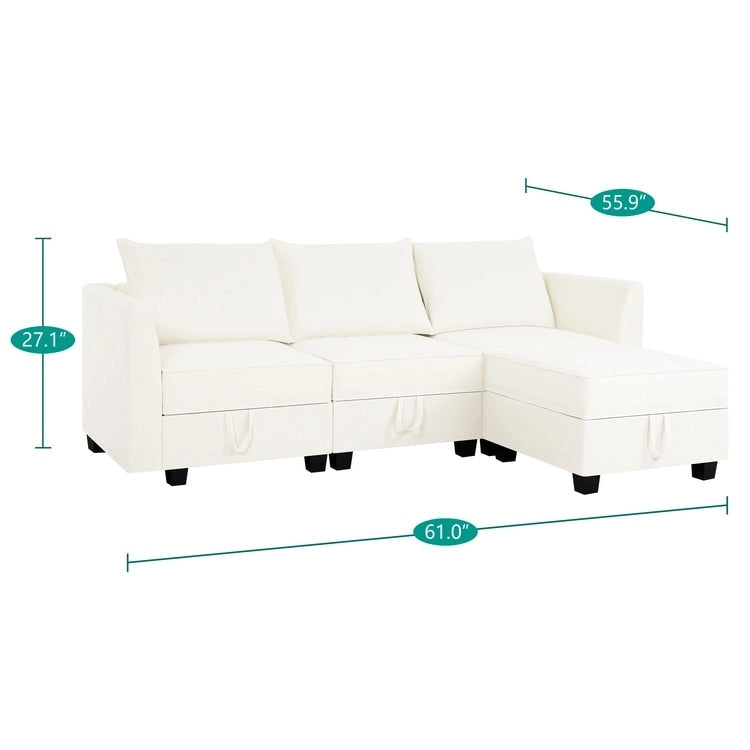 Convertible Modular Linen Sectional Sofa for Living Room, Apartment, and Office