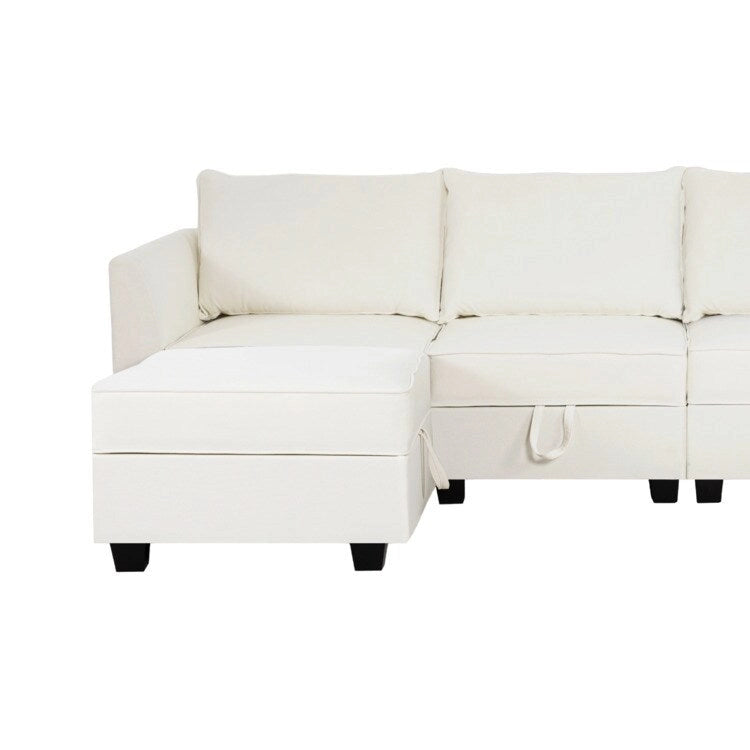 Convertible Modular Linen Sectional Sofa for Living Room, Apartment, and Office