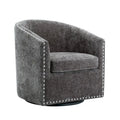Fabric Swivel Barrel Accent Chair with Nailhead Trim and Removable Cushion