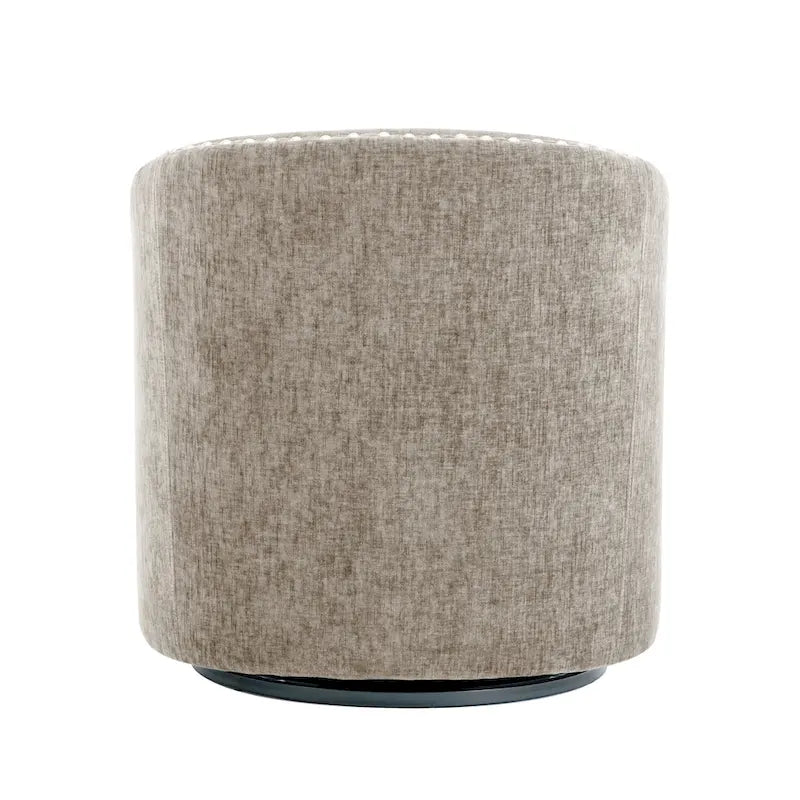 Fabric Swivel Barrel Accent Chair with Nailhead Trim and Removable Cushion
