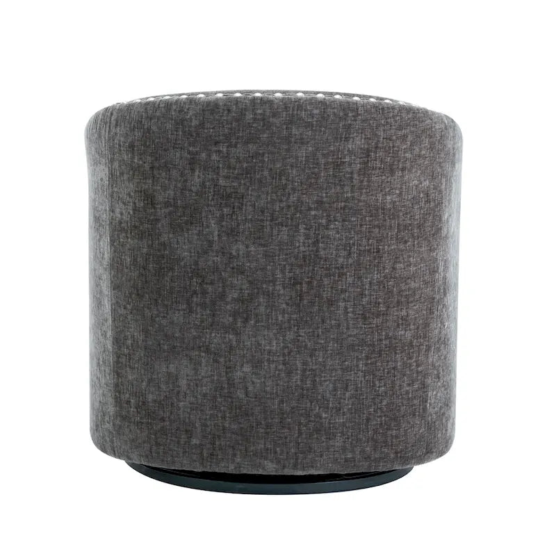 Fabric Swivel Barrel Accent Chair with Nailhead Trim and Removable Cushion