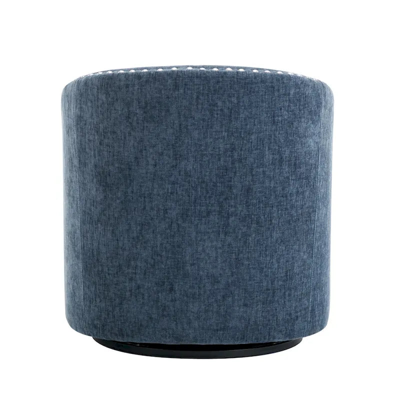 Fabric Swivel Barrel Accent Chair with Nailhead Trim and Removable Cushion