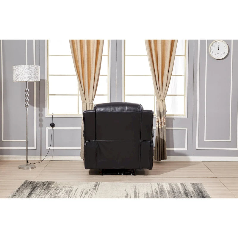 Bonded Leather Power Recliner with USB Port, Split Back, and Elevating Footrest