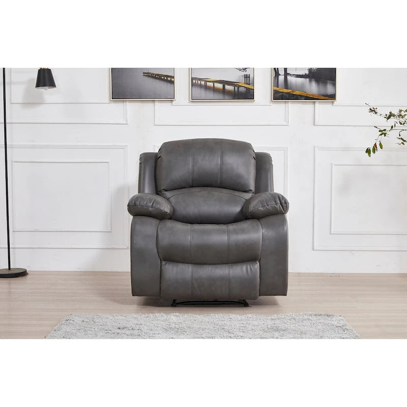 Bonded Leather Power Recliner with USB Port, Split Back, and Elevating Footrest