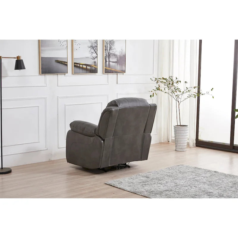 Bonded Leather Power Recliner with USB Port, Split Back, and Elevating Footrest