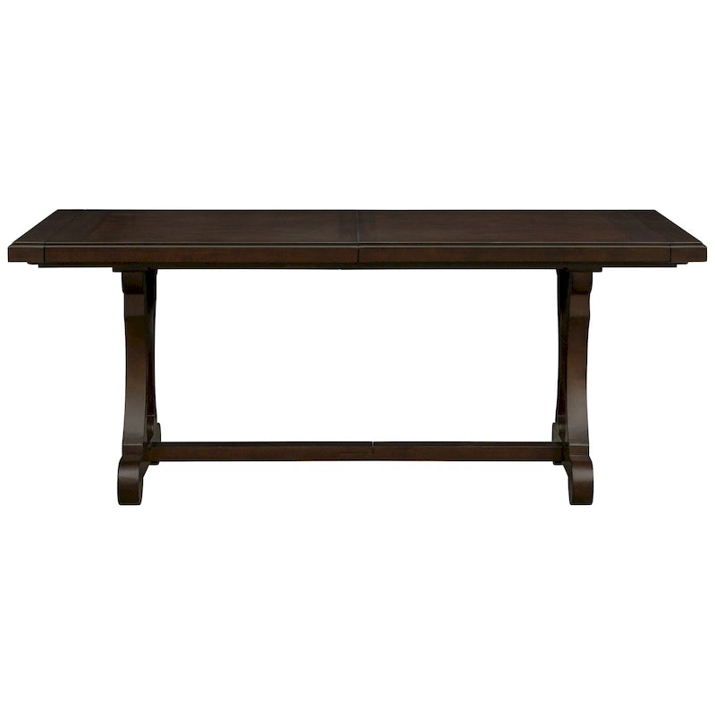 Extendable Rectangle Dining Table with Trestle Base, Seats 6 to 8