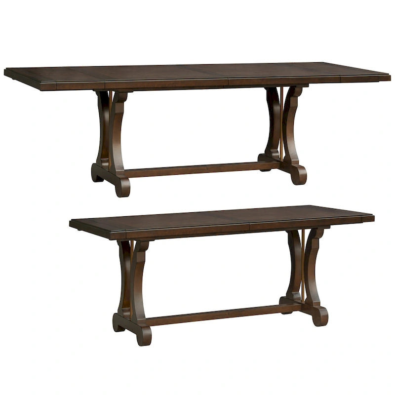 Extendable Rectangle Dining Table with Trestle Base, Seats 6 to 8