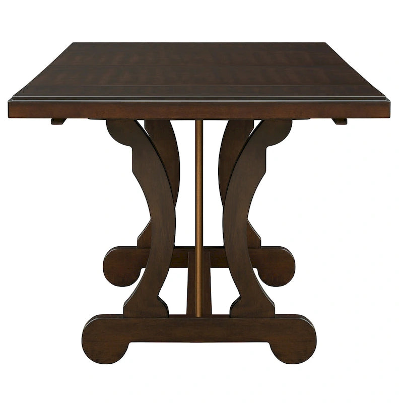 Extendable Rectangle Dining Table with Trestle Base, Seats 6 to 8