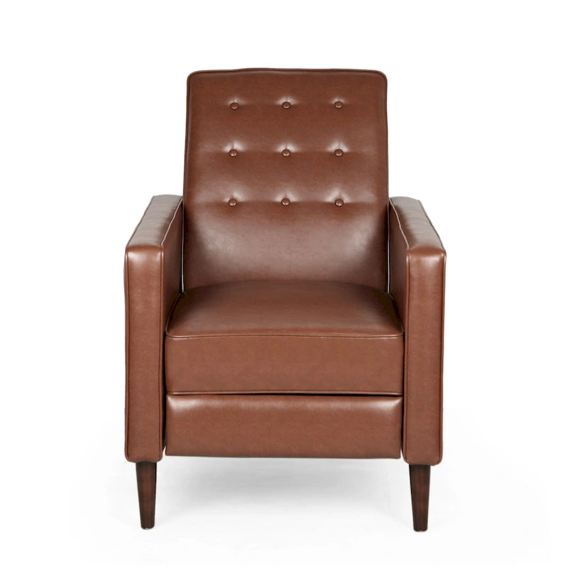 Faux Leather Mid-Century Button Tufted Recliner