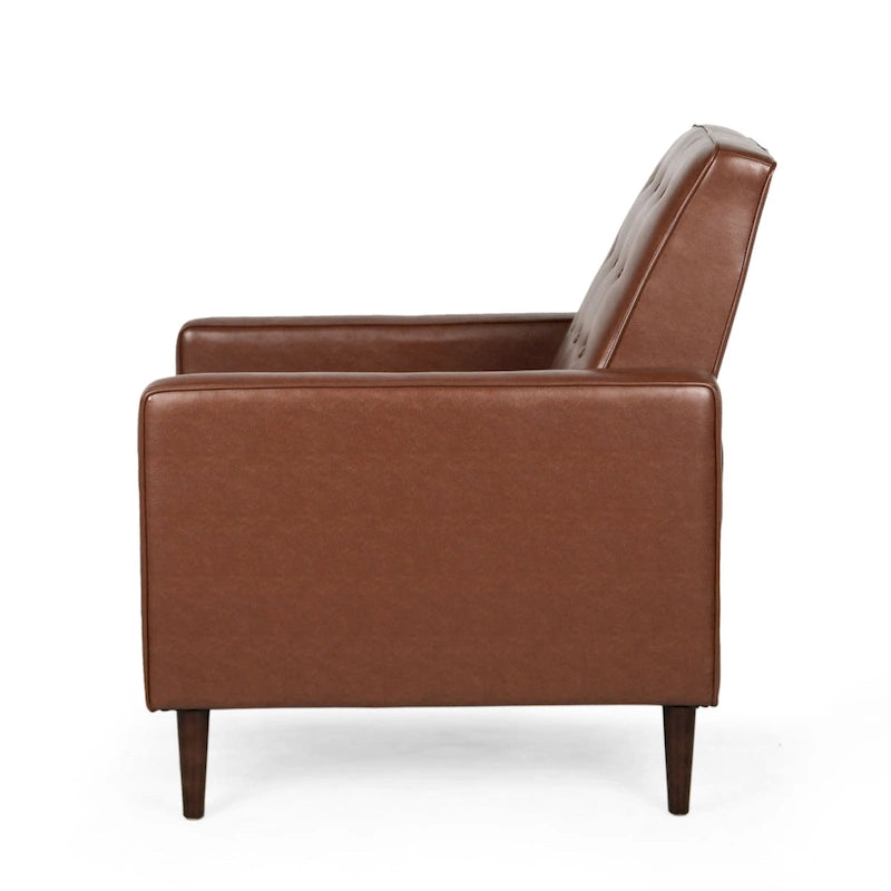 Faux Leather Mid-Century Button Tufted Recliner