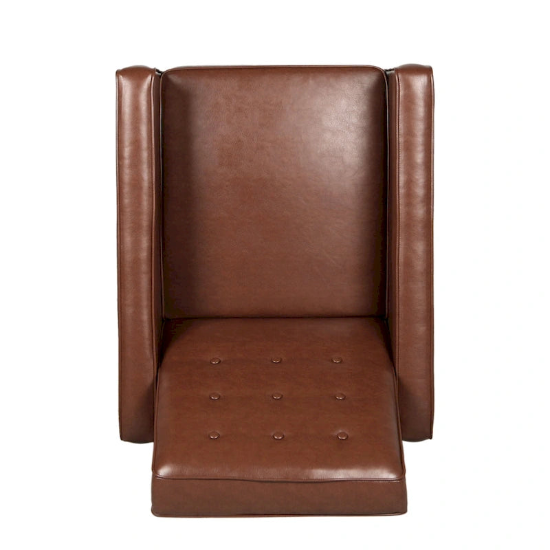 Faux Leather Mid-Century Button Tufted Recliner