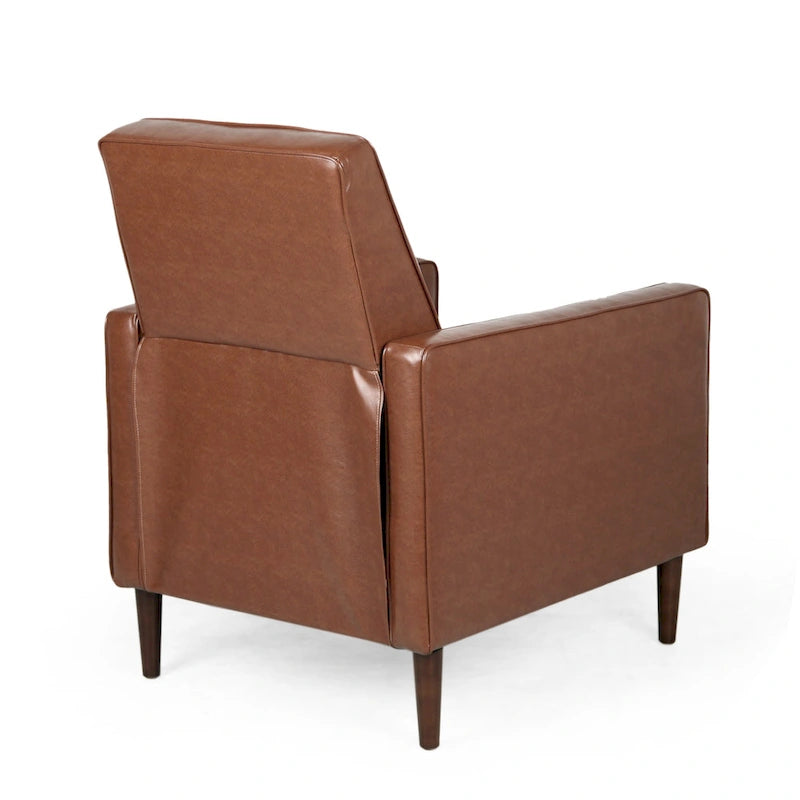 Faux Leather Mid-Century Button Tufted Recliner