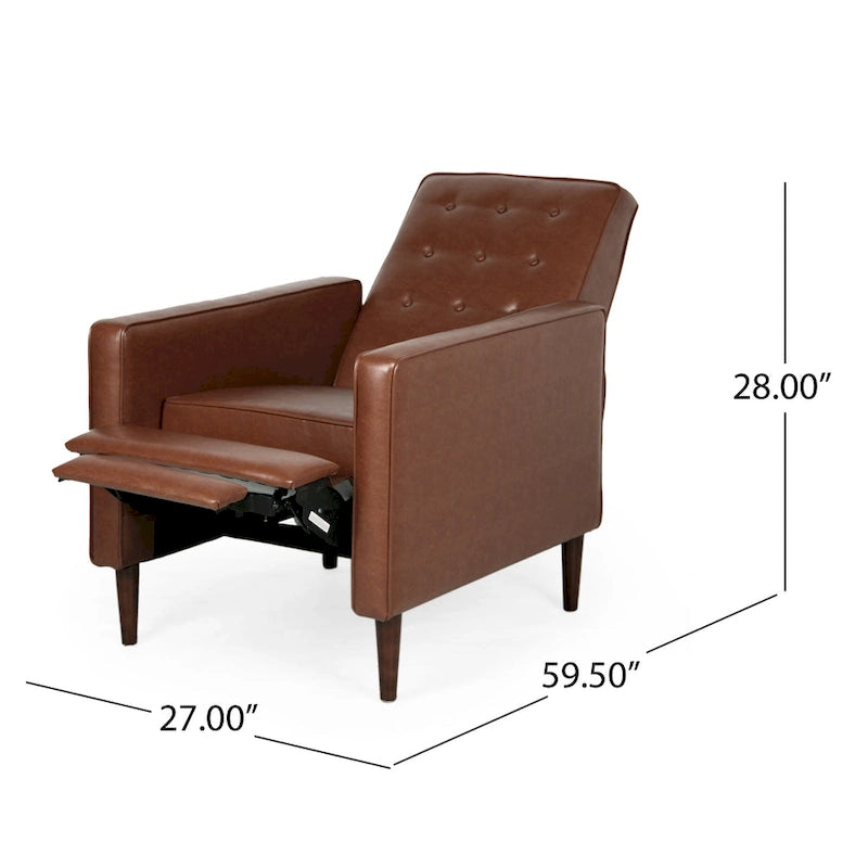 Faux Leather Mid-Century Button Tufted Recliner