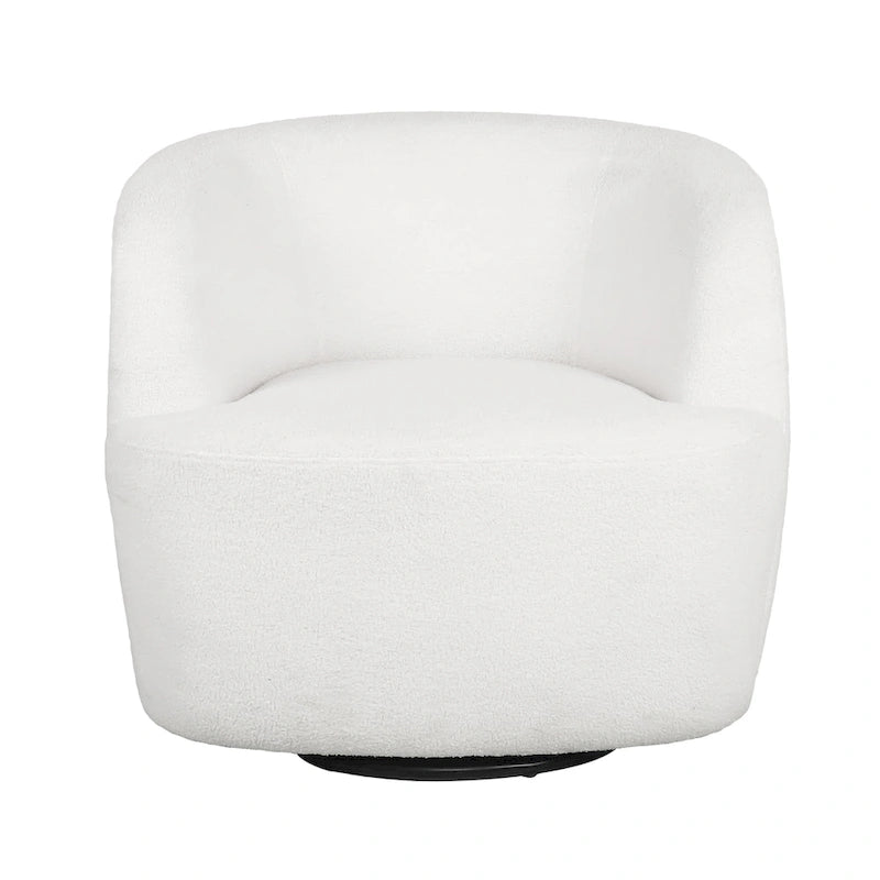 Boucle Upholstered 360° Swivel Barrel Club Chair, 300 lb Capacity