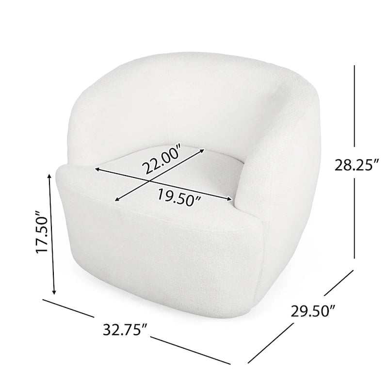 Boucle Upholstered 360° Swivel Barrel Club Chair, 300 lb Capacity
