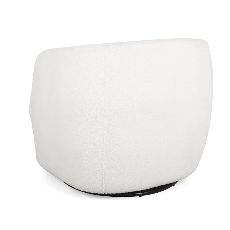 Boucle Upholstered 360° Swivel Barrel Club Chair, 300 lb Capacity