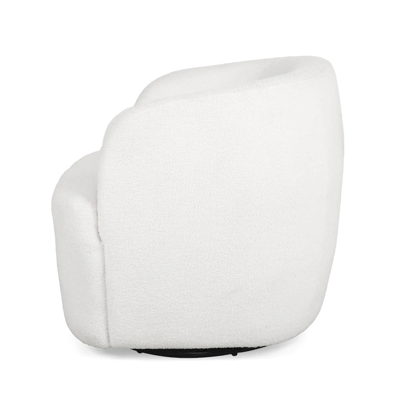 Boucle Upholstered 360° Swivel Barrel Club Chair, 300 lb Capacity
