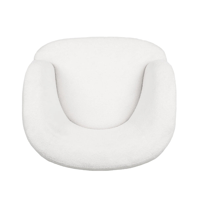 Boucle Upholstered 360° Swivel Barrel Club Chair, 300 lb Capacity