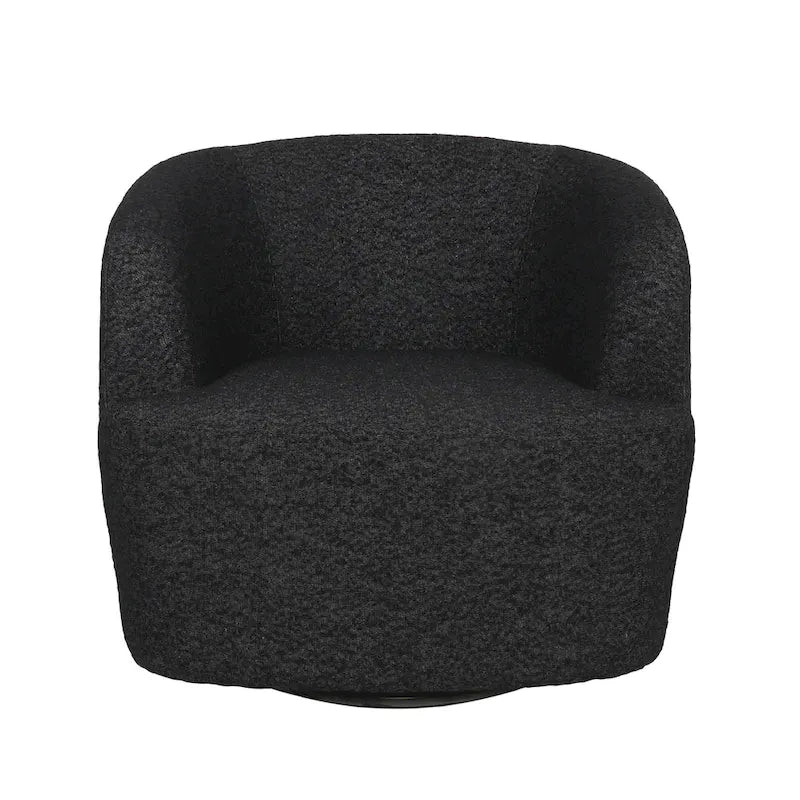 Boucle Upholstered 360° Swivel Barrel Club Chair, 300 lb Capacity