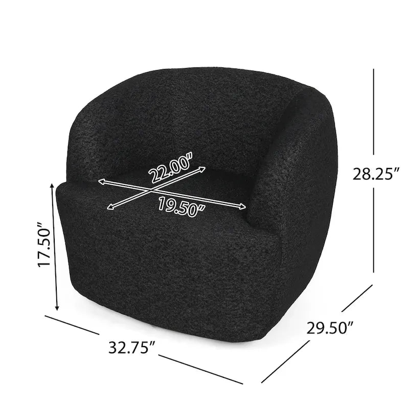 Boucle Upholstered 360° Swivel Barrel Club Chair, 300 lb Capacity