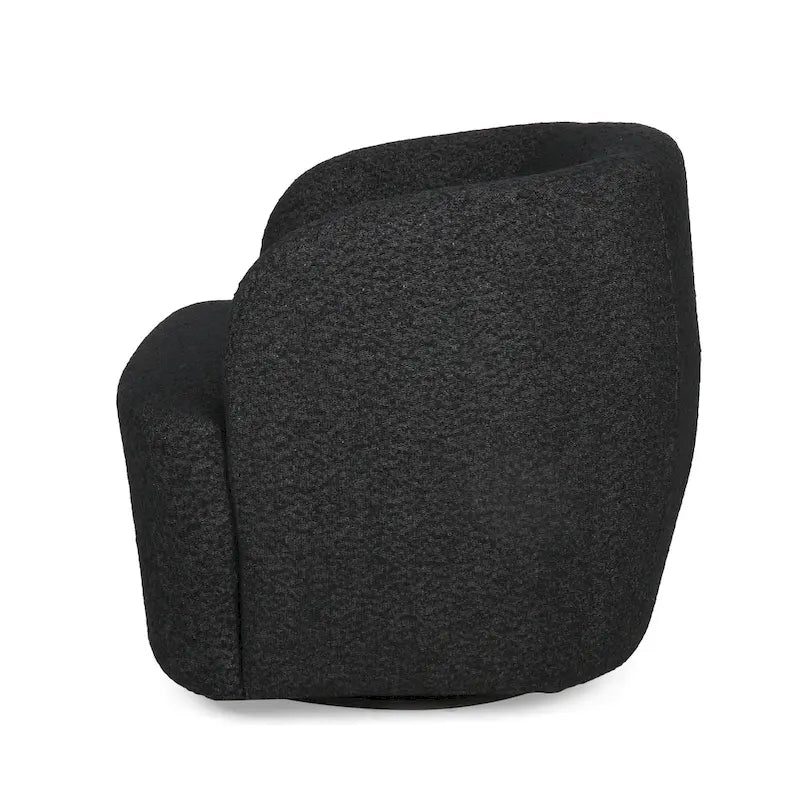 Boucle Upholstered 360° Swivel Barrel Club Chair, 300 lb Capacity