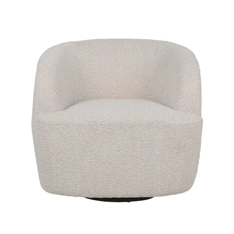 Boucle Upholstered 360° Swivel Barrel Club Chair, 300 lb Capacity