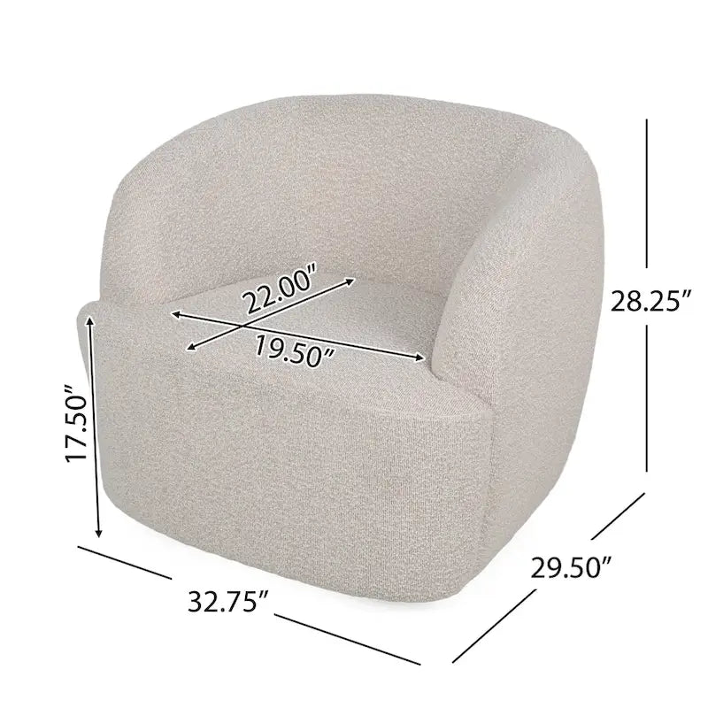 Boucle Upholstered 360° Swivel Barrel Club Chair, 300 lb Capacity